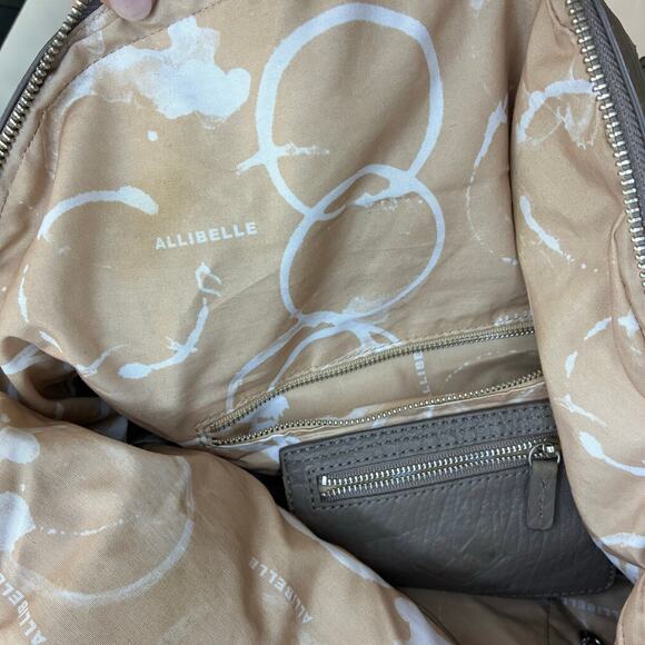 Allibelle Taupe Italian Leather Large Handbag Purse Crossbody Adjustable EUC - Picture 10 of 11